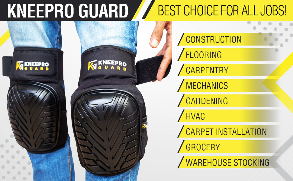 KNEEPRO GUARD Knee Pads for Work, with High Density Foam Padding, Comfortable Gel Cushion and Adjustable Non-Slip Straps Perfect for Gardening, Cleaning, Flooring, DIY, Tiling and Construction